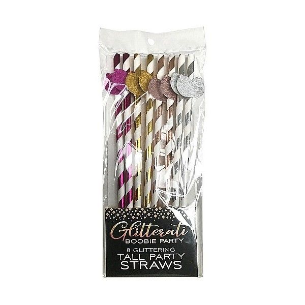 Cannucce divertenti glitterate tette 8 pz