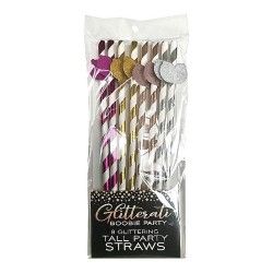 Cannucce divertenti glitterate tette 8 pz Cannucce divertenti glitterate tette 8 pz