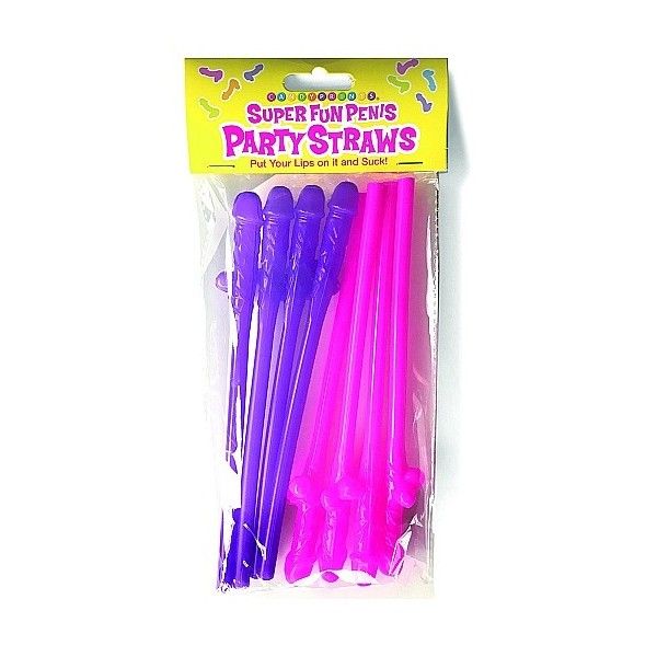 Cannucce divertenti pene fucsia e viola 8 pz