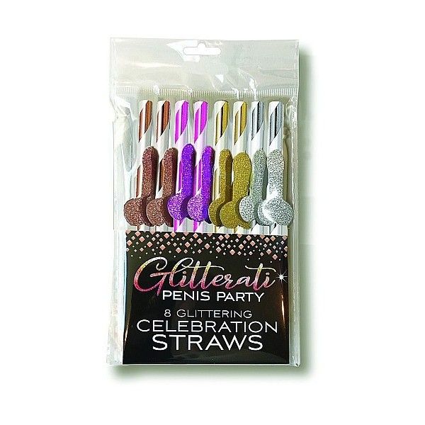 Cannucce da cocktail glitterate pene 8 pz