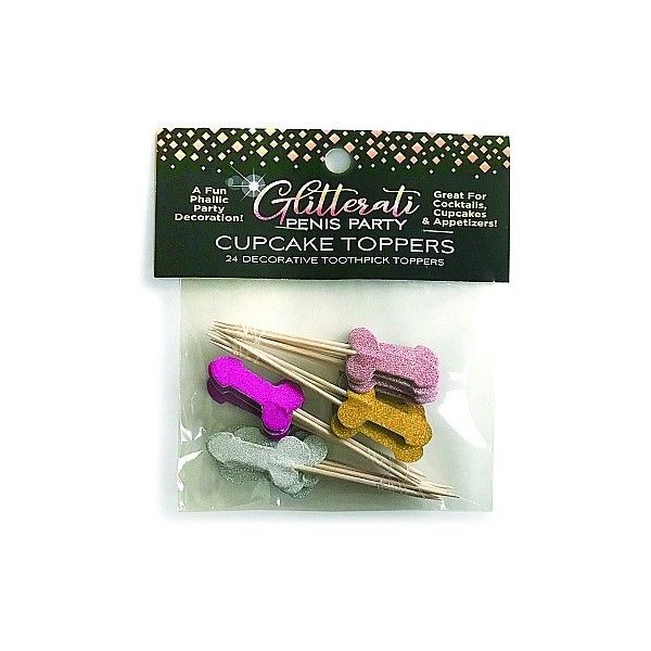Topper per cupcake pene glitterati 24 pz