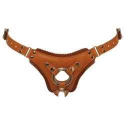 Imbracatura strapon in pelle con anelli Imbracatura strapon in pelle con anelli