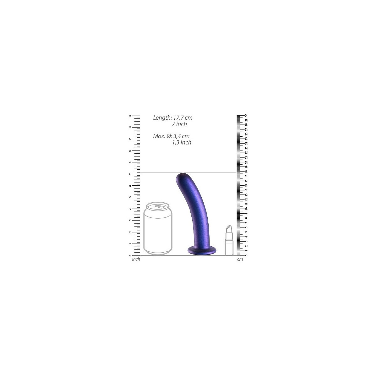 Dildo vaginale con ventosa Smooth G-Spot Dildo 7'' / 17 cm Metallic Blue