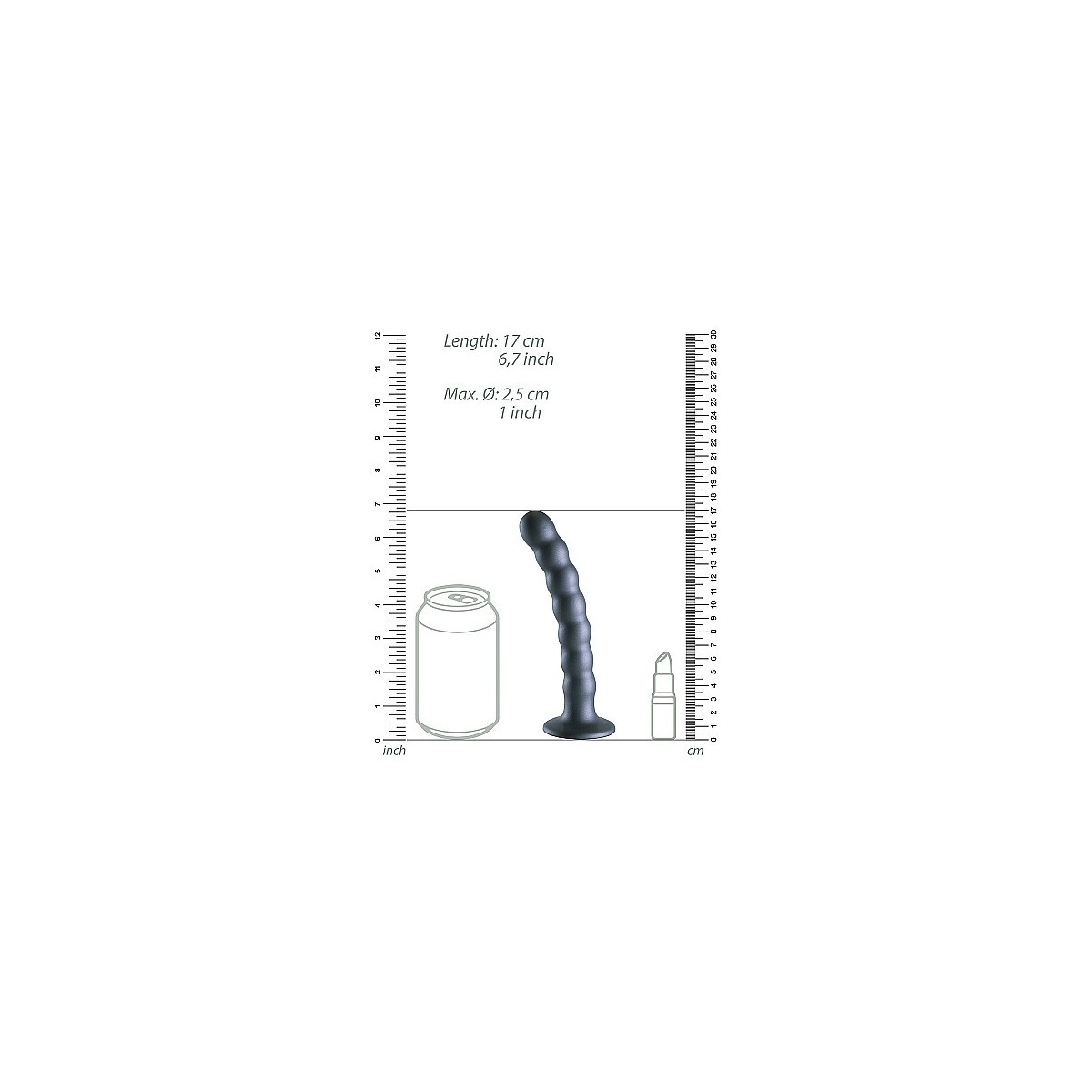 Dildo vaginale con ventosa a sfere Beaded G-Spot Dildo 6,5'' / 16,5 cm Gun Metal