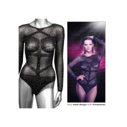 Body donna strass manica lunga nero S/L Body donna strass manica lunga nero S/L