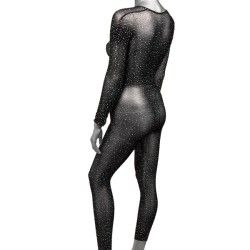 Tuta sexy donna con strass nera S/L Tuta sexy donna con strass nera S/L