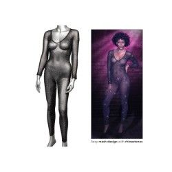 Tuta sexy donna con strass nera S/L Tuta sexy donna con strass nera S/L