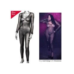 Tuta sexy donna con strass nera XL/3XL Tuta sexy donna con strass nera XL/3XL