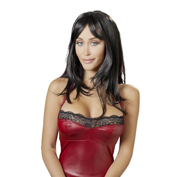 Parrucca lunga con frangia nera