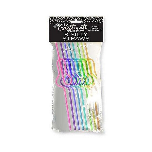 Cannucce a forma di pene colorate 8 pz