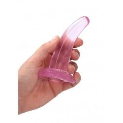 Dildo curvo con ventosa rosa trasparente Dildo curvo con ventosa rosa trasparente