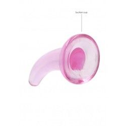 Dildo curvo con ventosa rosa trasparente Dildo curvo con ventosa rosa trasparente