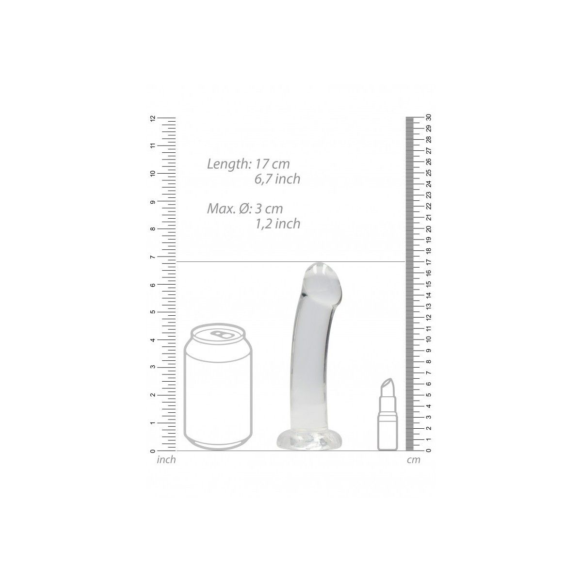 Dildo con ventosa Non Realistic Dildo Suction Cup - Transparent 17 cm