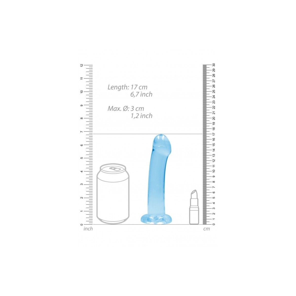 Dildo con ventosa blu Non Realistic Dildo Suction Cup - Blue 17 cm