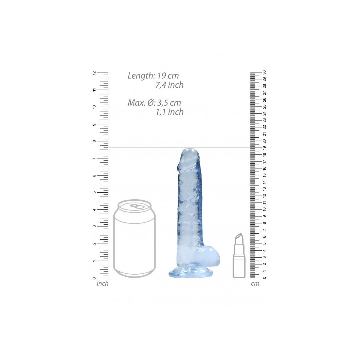 Pene finto con ventosa blu Realistic Dildo with Balls 17 cm