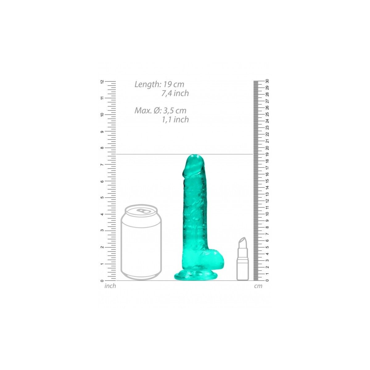 Pene finto con ventosa turchese Realistic Dildo with Balls 17 cm