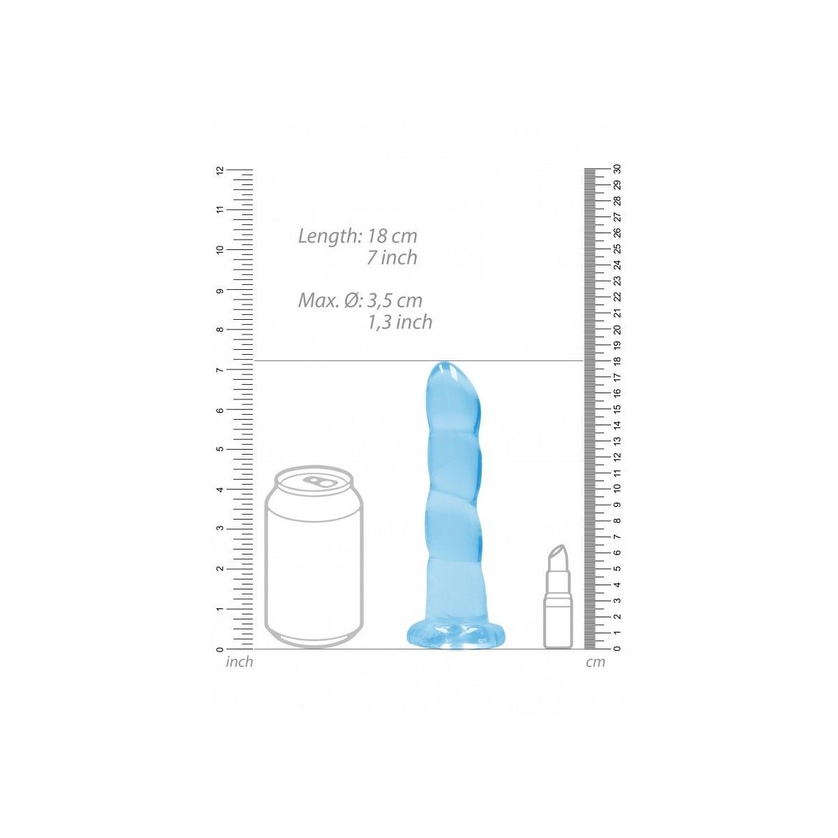 Dildo blu con ventosa Non Realistic Dildo Suction Cup -17 cm