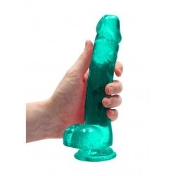 Dildo realistico turchese trasparente 21 cm Dildo realistico turchese trasparente 21 cm