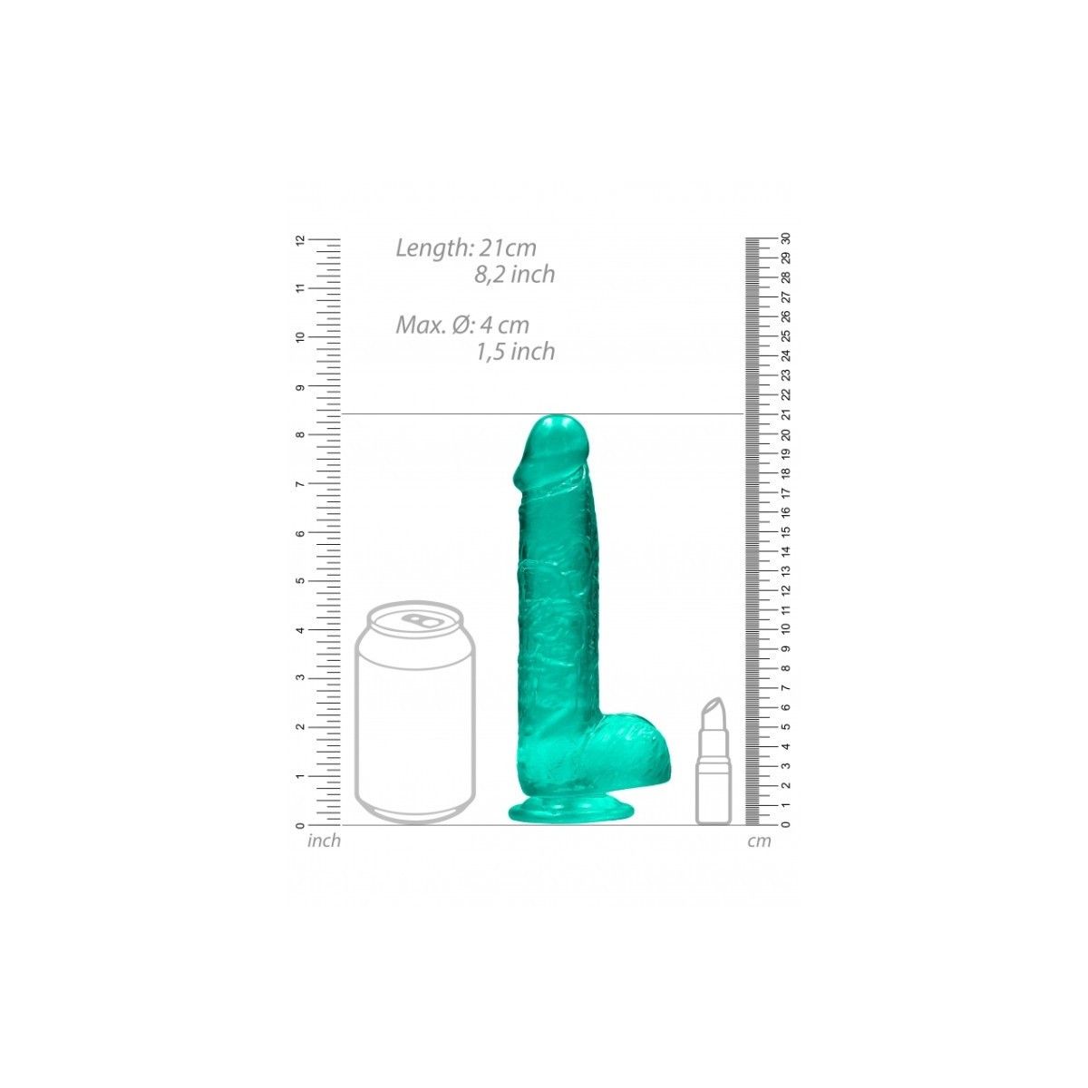 Pene finto turchese con ventosa Realistic Dildo with Balls 19 cm