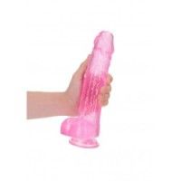 Dildo maxi realistico rosa trasparente 25 cm