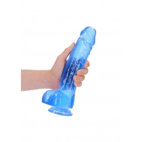 Dildo maxi realistico blu trasparente 25 cm