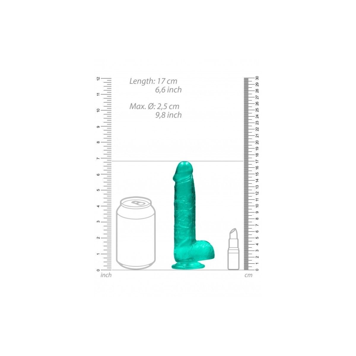 Pene finto turchese con ventosa Realistic Dildo with Balls 15 cm