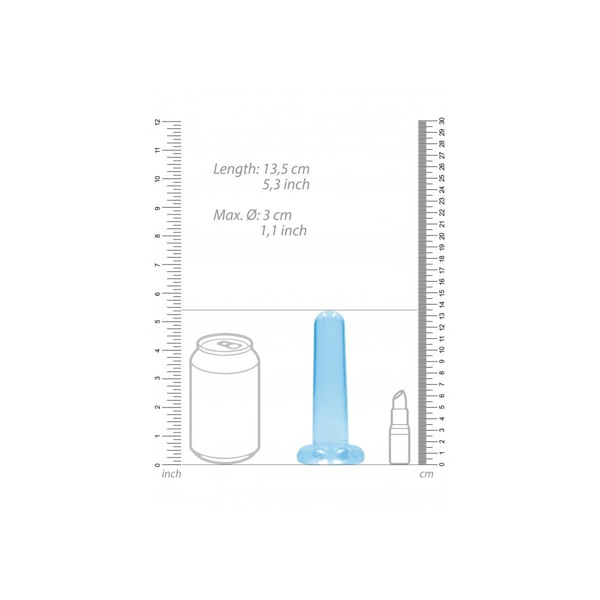 Dildo blu con ventosa Non Realistic Dildo Suction Cup -13,5 cm