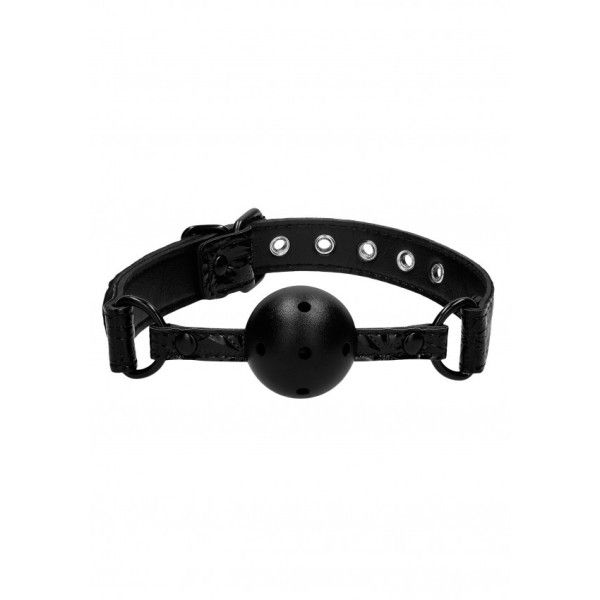 Ball Gag traspirante Luxury in pelle nera