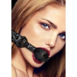 Ball Gag traspirante Luxury in pelle nera Ball Gag traspirante Luxury in pelle nera