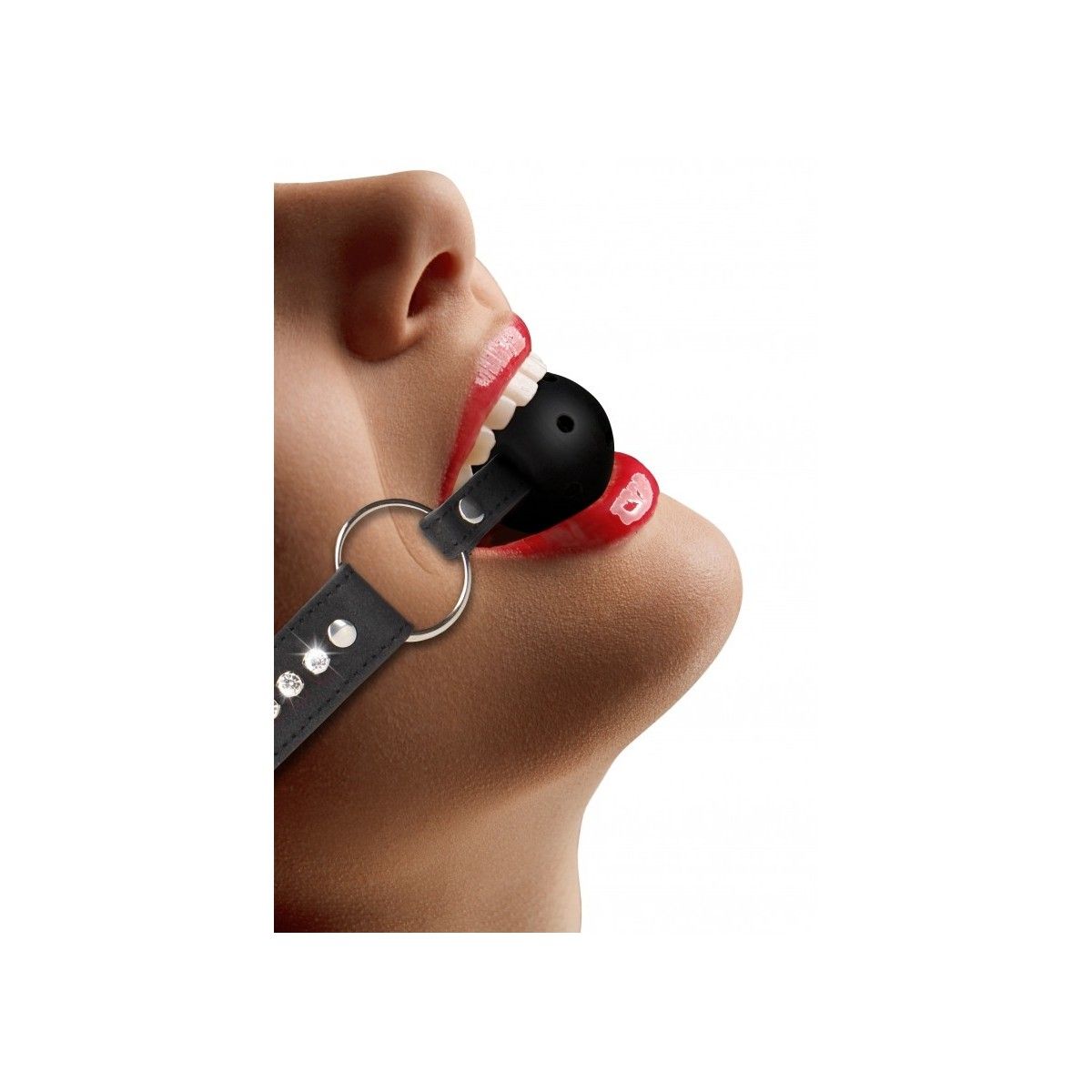 Morso con strass Breathable Ball Gag - with Diamond Studded Straps - Black