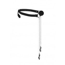 Ball gag traspirante catena e pinze capezzoli Ball gag traspirante catena e pinze capezzoli