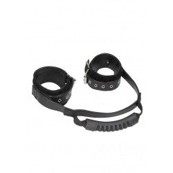 Manette erotiche regolabili con maniglia nere Manette erotiche regolabili con maniglia nere