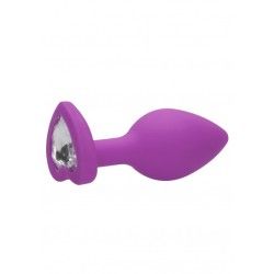 Plug anale silicone viola pietra cuore 7,3 cm Plug anale silicone viola pietra cuore 7,3 cm