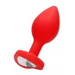 Plug anale silicone rosso pietra cuore 7,3 cm Plug anale silicone rosso pietra cuore 7,3 cm