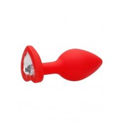 Plug anale silicone rosso pietra cuore 7,3 cm Plug anale silicone rosso pietra cuore 7,3 cm