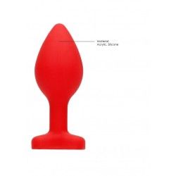 Plug anale silicone rosso pietra cuore 7,3 cm Plug anale silicone rosso pietra cuore 7,3 cm