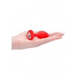 Plug anale silicone rosso pietra cuore 7,3 cm Plug anale silicone rosso pietra cuore 7,3 cm