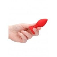 Plug anale silicone rosso pietra cuore 7,3 cm