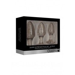 Plug Anali Kit 3 pz acrilico glitter argento Plug Anali Kit 3 pz acrilico glitter argento