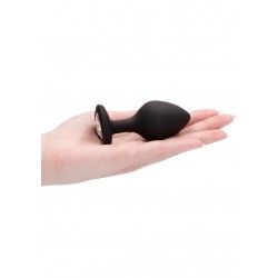 Plug anale silicone nero pietra cuore L Plug anale silicone nero pietra cuore L