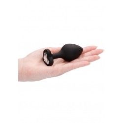 Plug anale silicone nero pietra cuore L Plug anale silicone nero pietra cuore L
