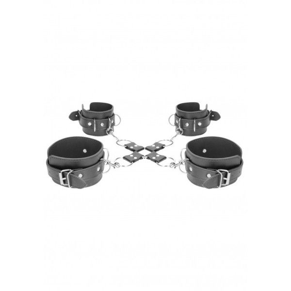 Kit bondage manette cavigliere e hogtie nero
