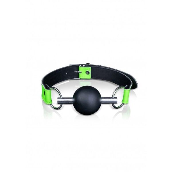 Ball Gag BDSM rigida verde fluo/nero Ouch!