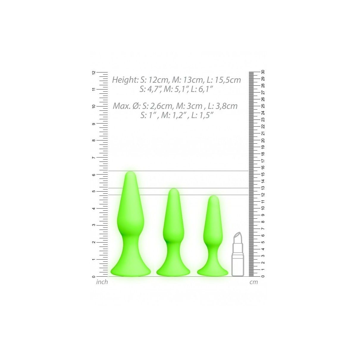 Kit plug Butt Set - Glow in the Dark - Neon Green/Black