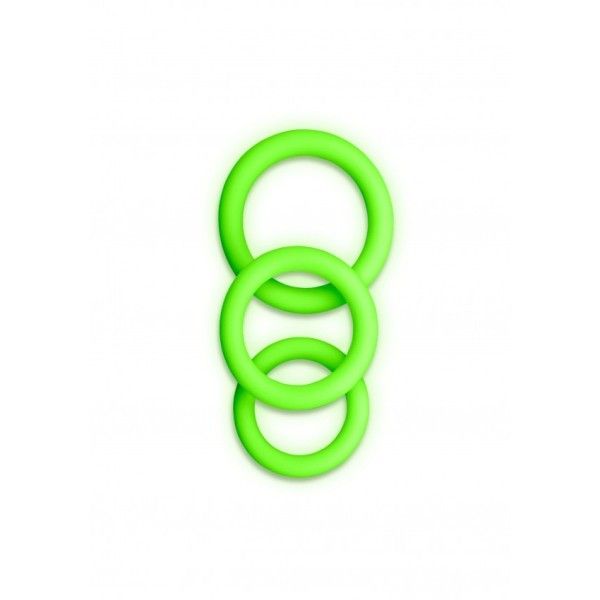 Kit 3 Anelli fallici verde fluo Ouch!