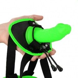 Imbracatura Strapon con fallo verde fluo/nero Imbracatura Strapon con fallo verde fluo/nero