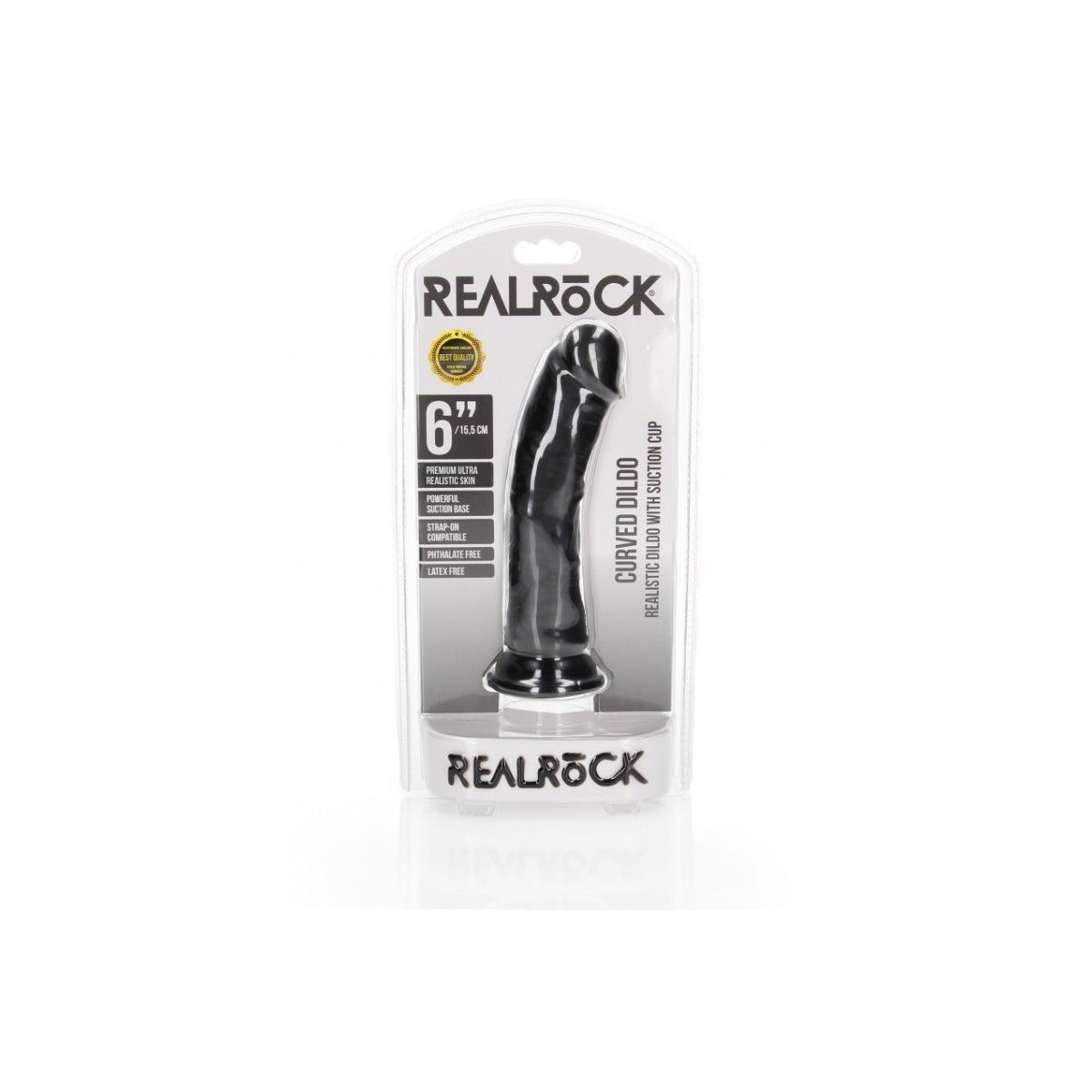 Fallo grosso nero Dildo without Balls with Suction Cup - 6''/ 15,5 cm