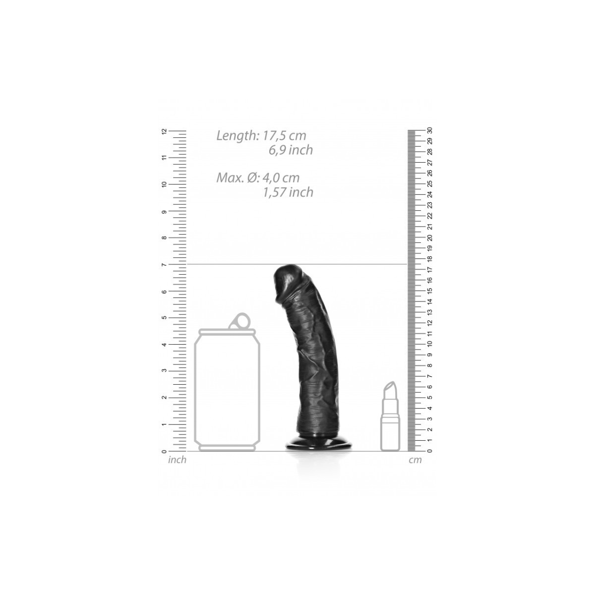 Fallo grosso nero Dildo without Balls with Suction Cup - 6''/ 15,5 cm
