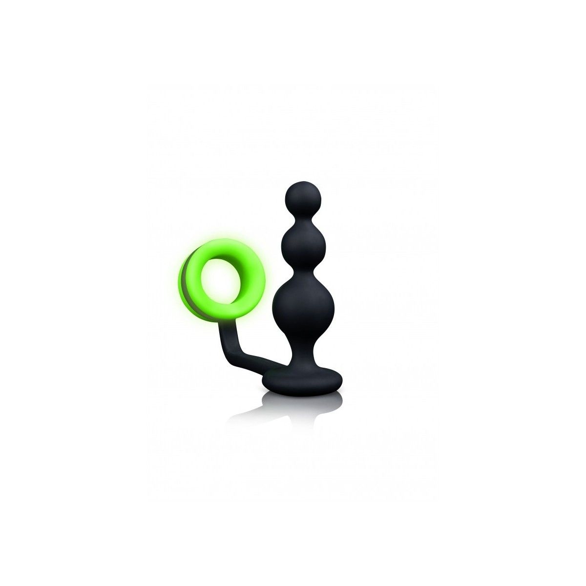 Anello fallico con plug Beads Butt Plug with Cock Ring - GitD - Neon Green/Black