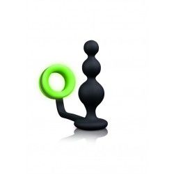Plug Anale sfere con anello pene verde fluo Plug Anale sfere con anello pene verde fluo